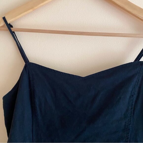 Aerie 2023 Love Of Linen Blend Mini Dress Woman Large Black Pockets Smocking - Picture 5 of 16